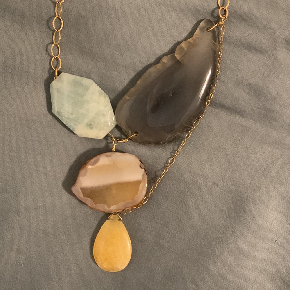 Large Four Stone Colorful Statement Necklace - image 1